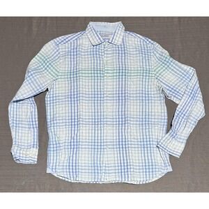 Tommy Bahama Woven 100% Linen Lightweight Men's Medium Button Shirt Long Sleeve